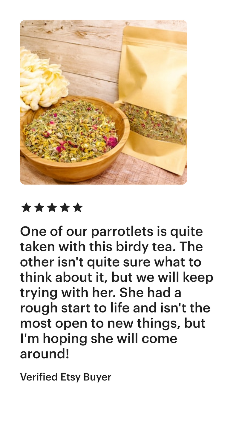 Organic Avian Calming Tea for Birds and Parrots. Organic Tea for Plucking Parrots. Organic Avian Tea for Feather Destruction